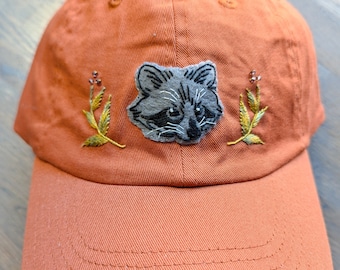 MADE-TO-ORDER - Hand-Embroidered Racoon Hat. Please Read Description!