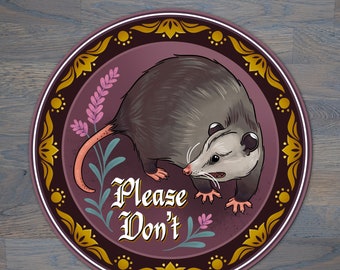 Opossum Hex Sign, Metal Wall Art, Pennsylvania Folkart Design, Aluminum Print