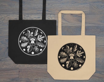 Print on Demand Philadelphia Hex Sign, PA Dutch, Heavyweight Cotton Tote Bag, Folk Art Inspired, Philly Trees, Organic Cotton, Eco Tote Bag