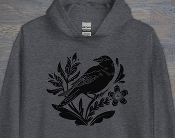 Crow Distelfink Unisex Hoodie, PA Dutch Folk Art Apparel,  S–5X