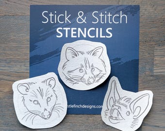 NEW! Stick and Stitch Embroidery Stencil Pack, Assorted Critters, DIY Embroidery