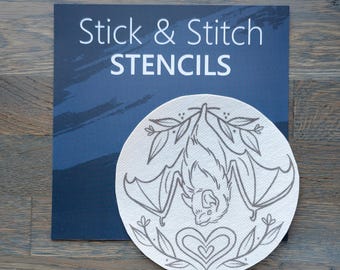NEW! Stick and Stitch Embroidery Stencil, 5" Bat Hoop, Rinse-Away, DIY Embroidery