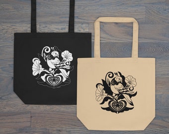Print on Demand Pigeon Distelfink, Organic Cotton Tote Bag, Folk Art Inspired, Hex Sign, Heavyweight Cotton Tote