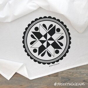 Hex Sign, Printed Tea Towel, Dish Towel Design, Folk Art Print, Kitchen Decor, PA Dutch Decor