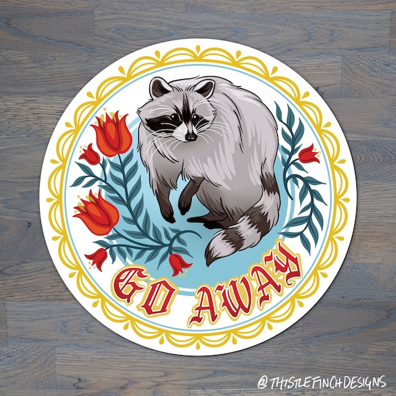 Raccoon Hex Sign, Metal Wall Art, Pennsylvania Folkart Design, Aluminum Print
