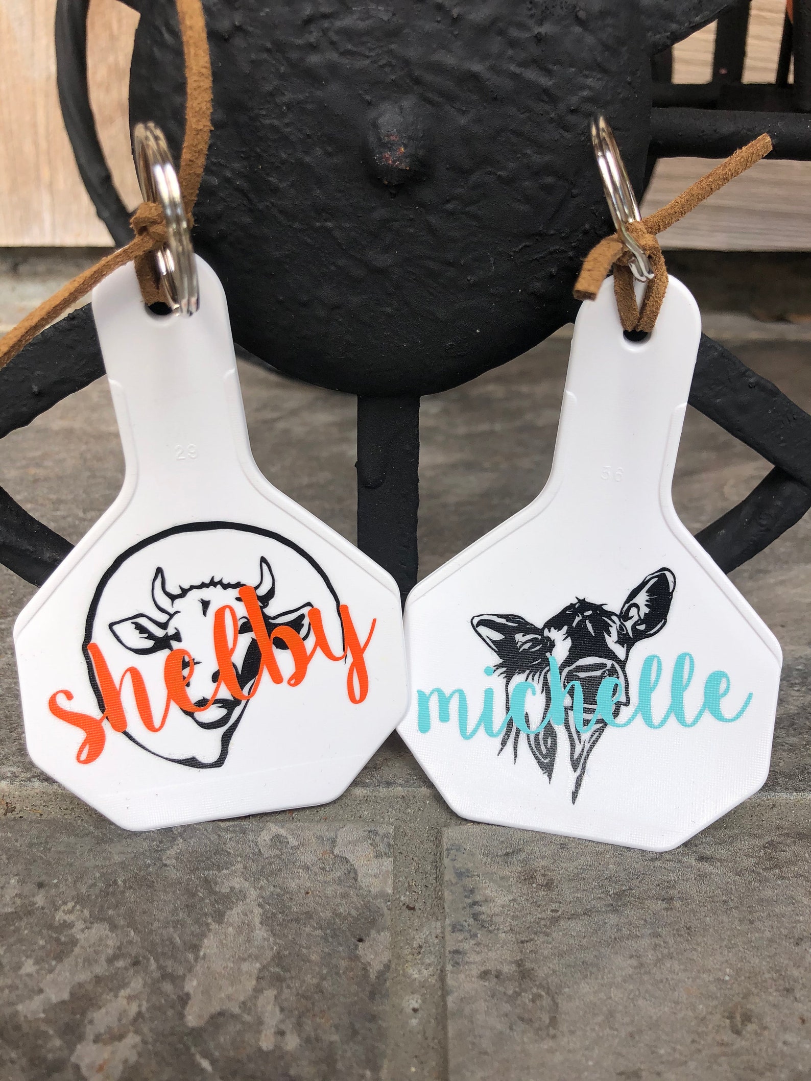 Cattle Ear Tag Keychain Personalized Etsy