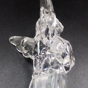 Vintage Heavy Cut Glass Angel Figurine Candle Holder with Lamb
