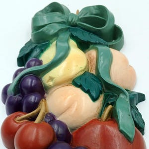 Vintage Burwood Fruit Wall Plaques: Colorful Kitchen Decor, Set of 2
