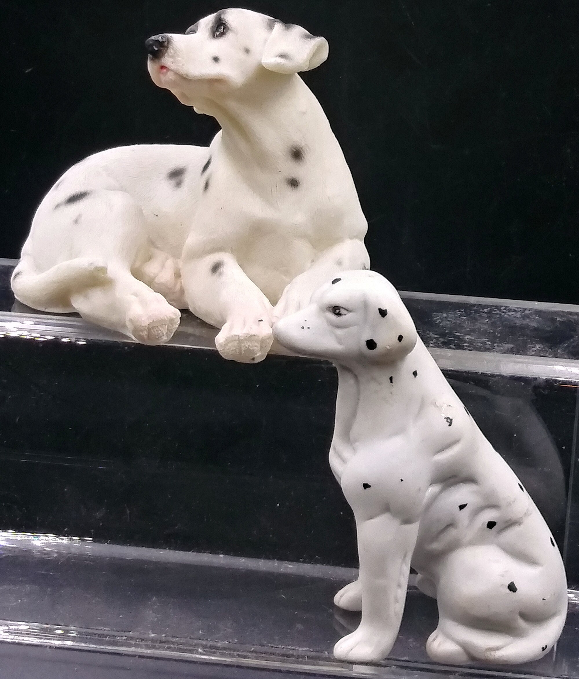 引き取り希望 陶器製犬の置物 白黒斑点 約60cm〜70cm 置物。陶器製