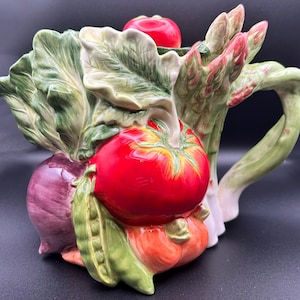 Fitz & Floyd LeMache  Classics Teapot.  Vegetables  Handle and Lid.