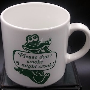 Vintage 1983 Chadwick Frog Mug: &quot;Please Don&#39;t Smoke&quot; Ceramic Coffee Cup