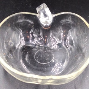 Clear Glass Apple Shaped Dishes.  Two large/1 Miniature. Fruit/ Nut/Candy/Trinket Dishes.  Collectible.  Vintage.