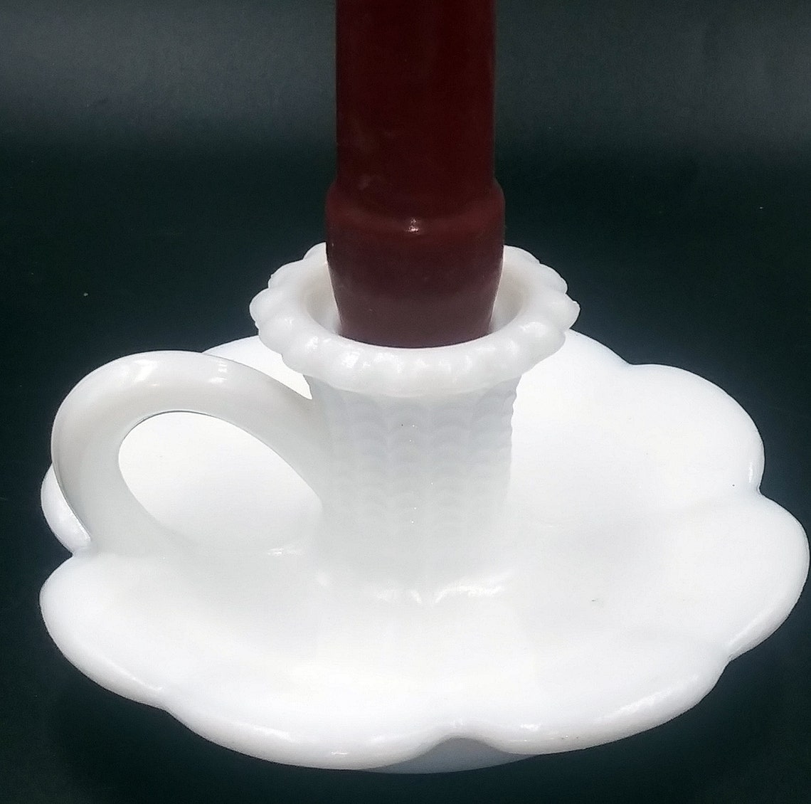 Kemple Milk Glass Taper Chamber Stick Candle Holder With Etsy