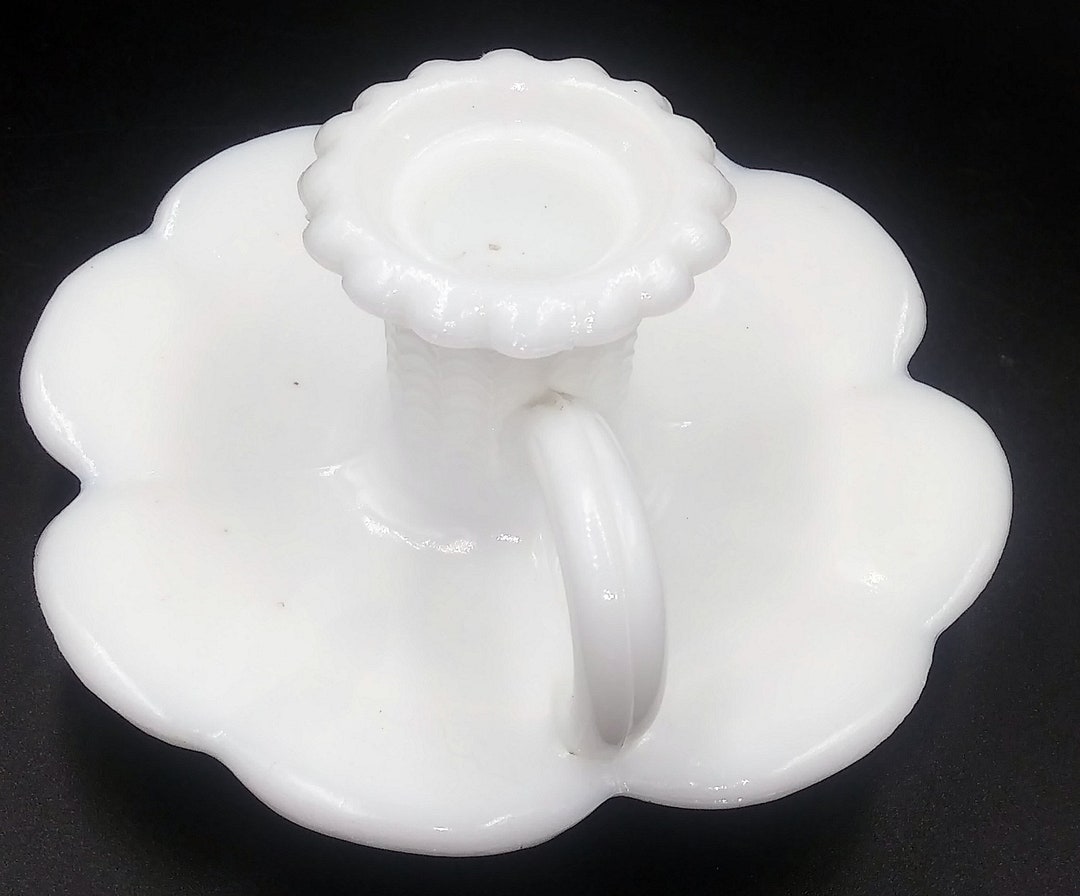 Kemple Milk Glass Taper Chamber Stick Candle Holder With Etsy