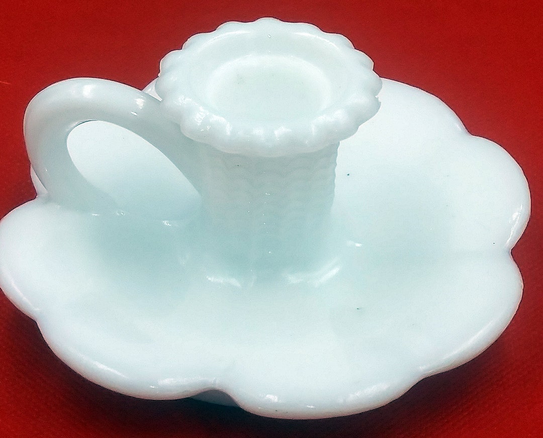 Kemple Milk Glass Taper Chamber Stick Candle Holder With Etsy Australia