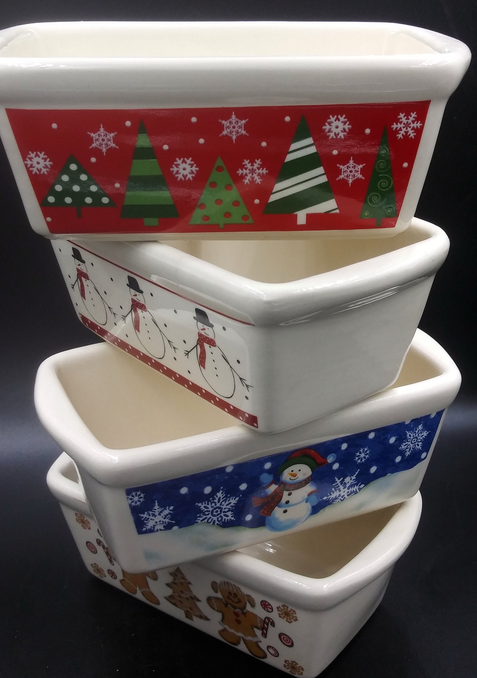 Garden Ridge Gifts, Vintage Ceramic Mini Loaf Pans, Christmas