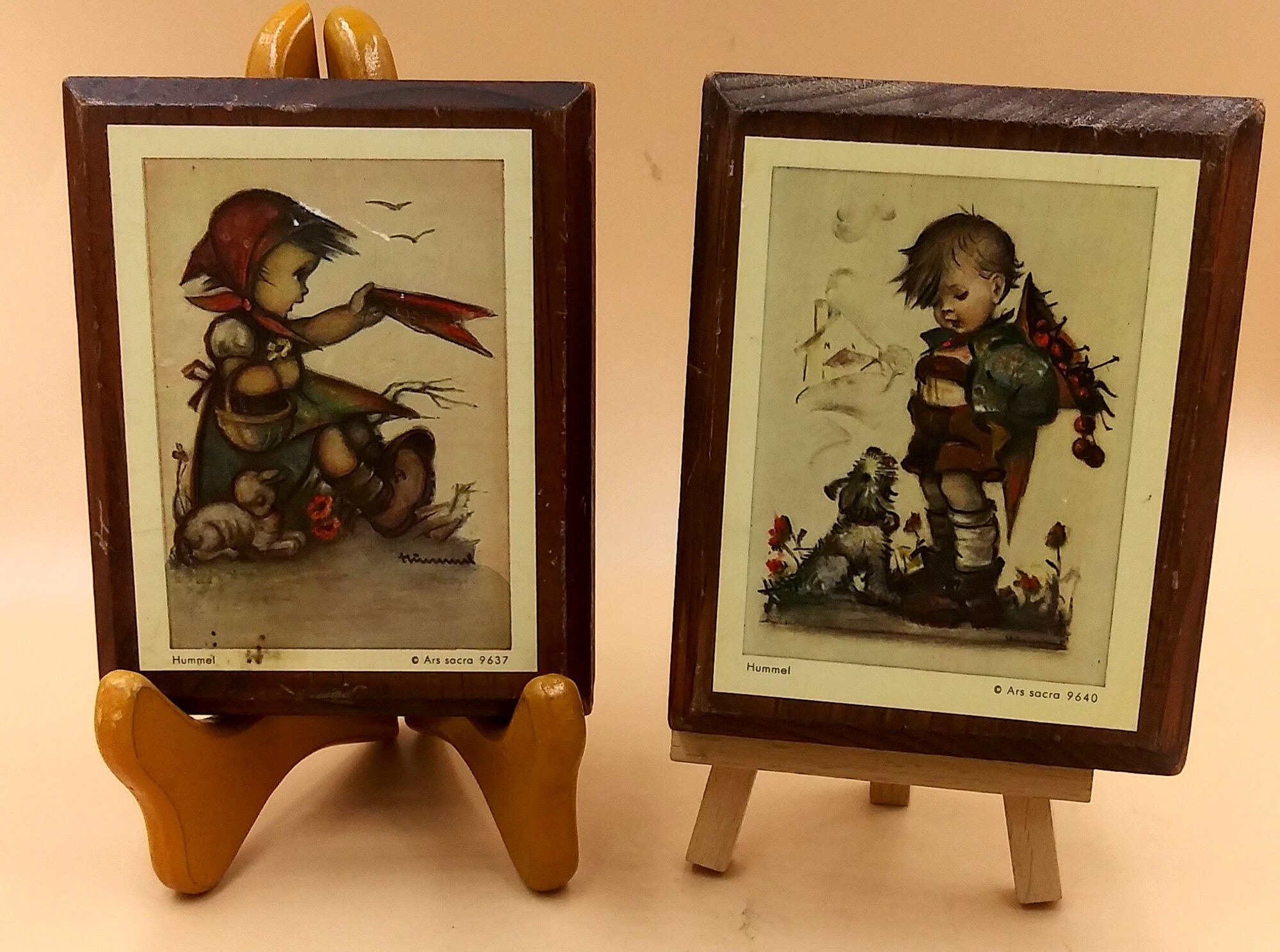 Set of 2 Hummel Goebel Prints on Wood Pictures. Small Brown - Etsy Israel