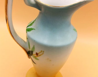 ヴィンテージ 名東陶器 花瓶：手描きの花柄デザイン、日本製