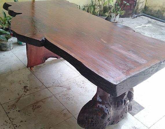 Round Dining Table Live Edge Dining Table Rustic Wood Slab Etsy