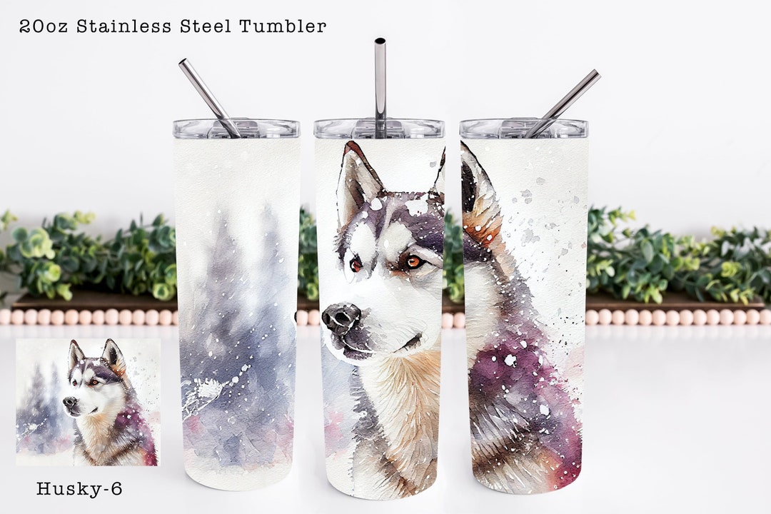 Husky Dog Design on 20oz or 30oz, Dual Lid, Double Walled Tumbler
