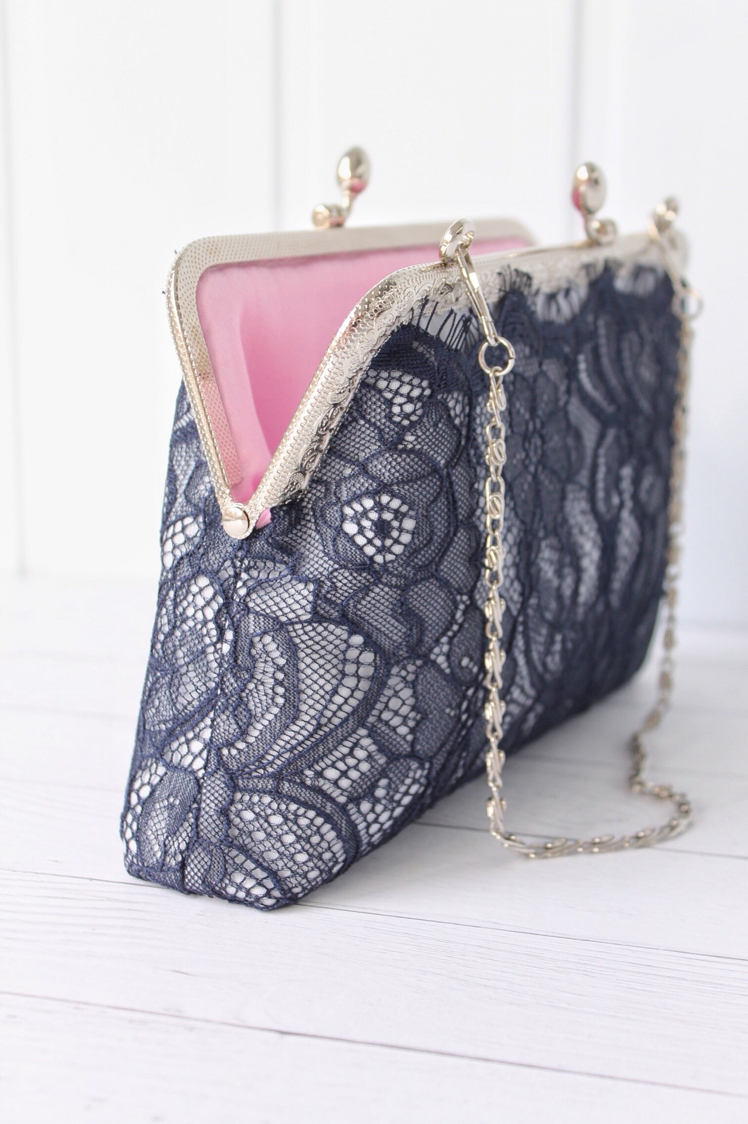 Navy blue bag Wedding Mother of the bride purse / Navy lace Etsy