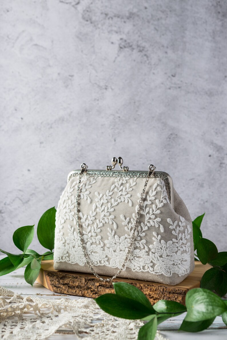 Mother Bride Purse Gift Clutch of Linen Canvas / Purse Gift Etsy