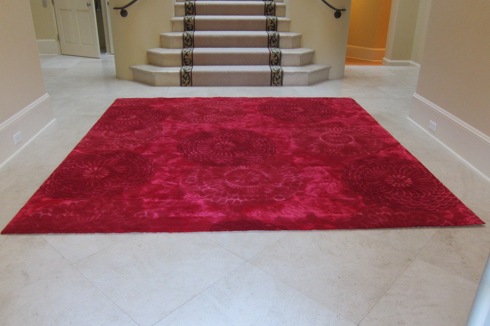 Red Japanese Lotus Flower Area Rug - Etsy