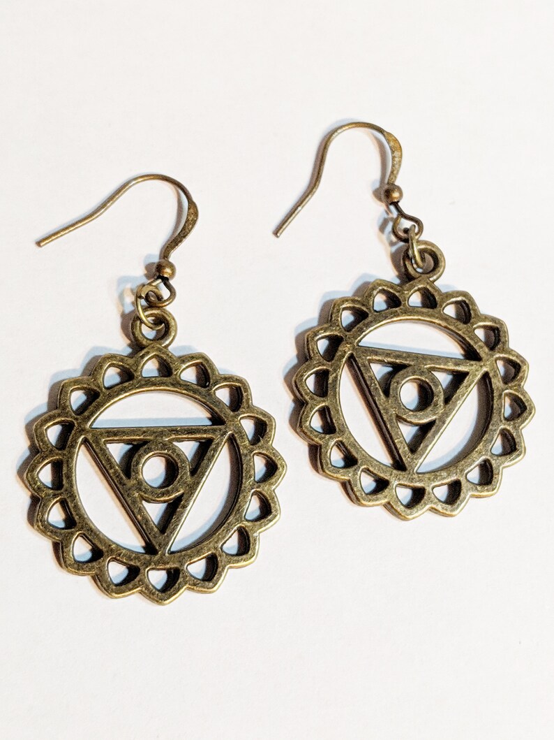 Occult Jewelry Zen Earrings SC2027 Bronze Occult Earrings Talisman Jewelry- FREE SHIPPING Wicca Jewelry Witchcraft Earrings