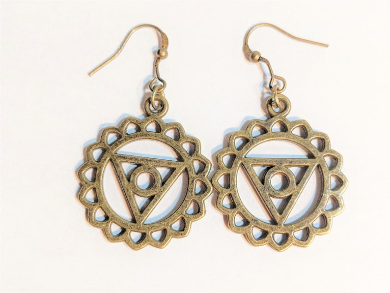 Occult Jewelry Zen Earrings SC2027 Bronze Occult Earrings Talisman Jewelry- FREE SHIPPING Wicca Jewelry Witchcraft Earrings