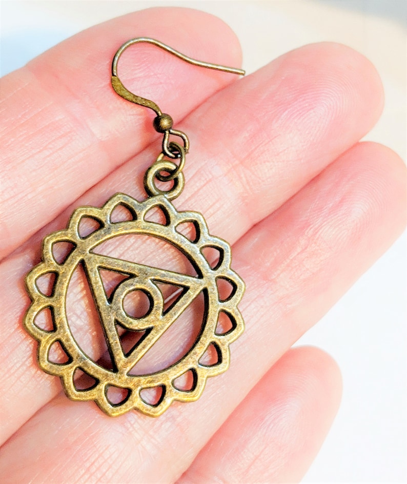 Occult Jewelry Zen Earrings SC2027 Bronze Occult Earrings Talisman Jewelry- FREE SHIPPING Wicca Jewelry Witchcraft Earrings