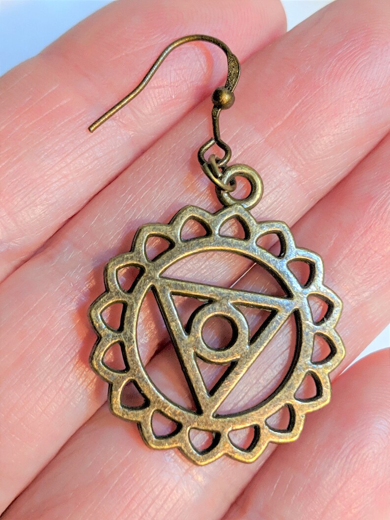 Occult Jewelry Zen Earrings SC2027 Bronze Occult Earrings Talisman Jewelry- FREE SHIPPING Wicca Jewelry Witchcraft Earrings