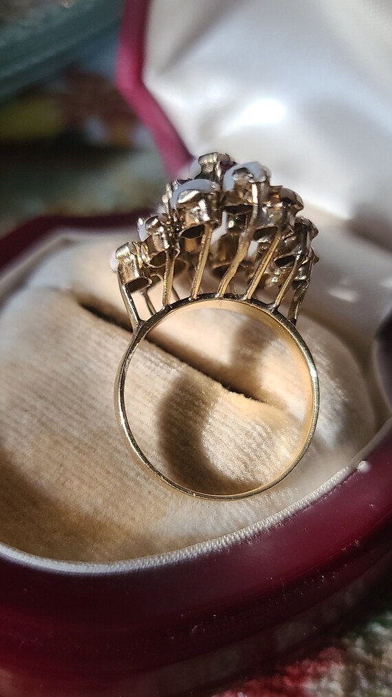 Vintage 14K Yellow Gold Opal and Ruby Cocktail Ri… - image 9