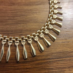 14K Yellow Gold Fringe Necklace, Cleopatra Style Necklace