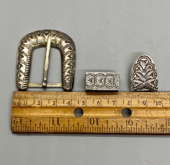 Vintage, sterling silver ranger buckle, tip, and … - image 5