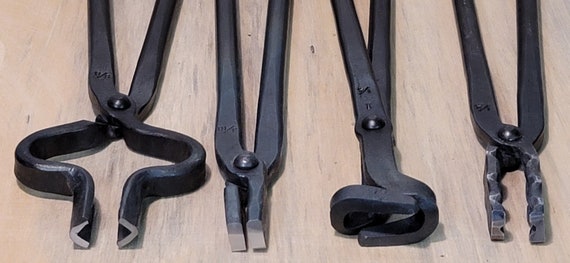 Blacksmith Forging Knife Making Tools Kit Blacksmithing Tongs (15'') &  Hammer