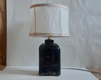 Handmade ceramic table lamp and handmade lampshade from bamboo paper for natural light