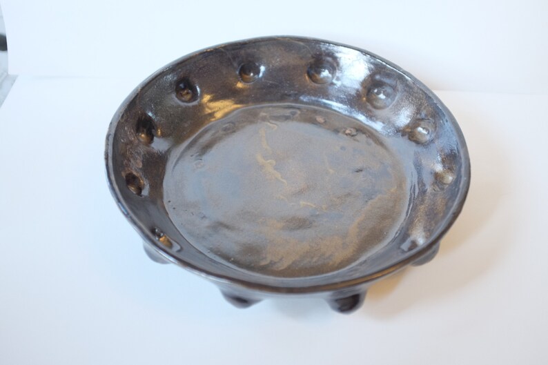 ceramic handmade wide serving bowl, large and flat image 2