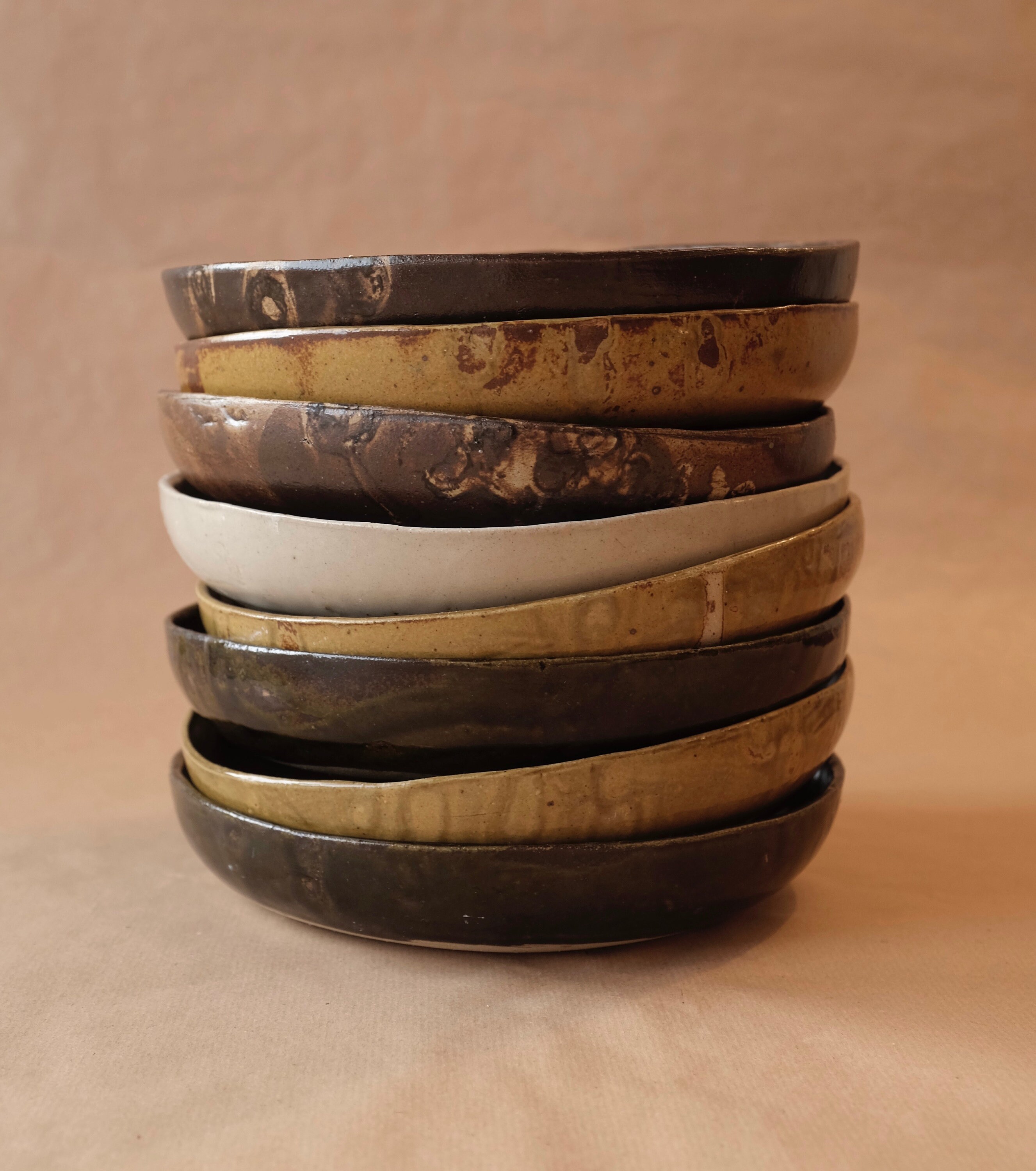 Rustic Deep Dish, Pasta Bowl Multiple Colours Available ochre, Green