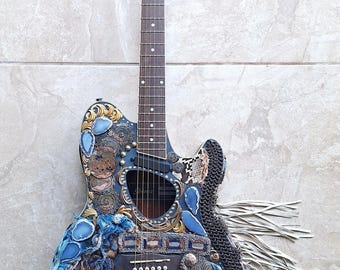 ギター Mosaic China Cat Sunflower Mosaic Guitar by Emily Dwan — EMILY DWAN