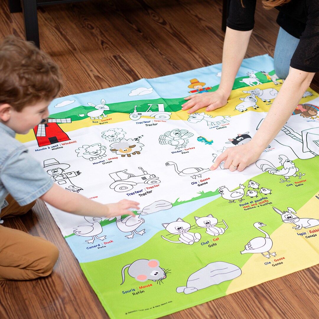 Washable and Reusable Coloring Educational Tablecloth FARM - Etsy