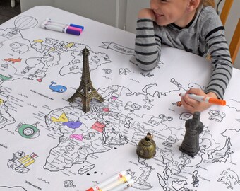 Coloring World Map - Etsy