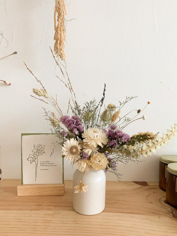 Lavender Dried Flowers in a White Ceramic Vase Home Decor Etsy