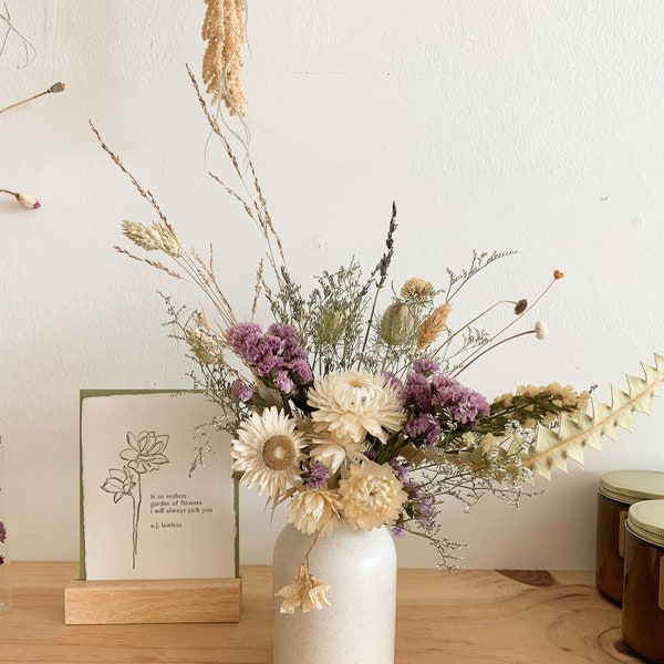 Lavender dried flowers in a white ceramic vase, home decor, purple flowers, french decor,dried flowers,white flowers,gift for her,flowers