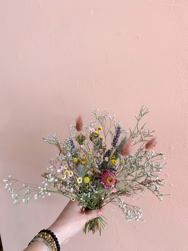 Whimsical dried flowers bouquet, bridesmaids bouquet, rustic dry flowers, gift for her, dry flowers bouquet, lavender dried bouquet image 4