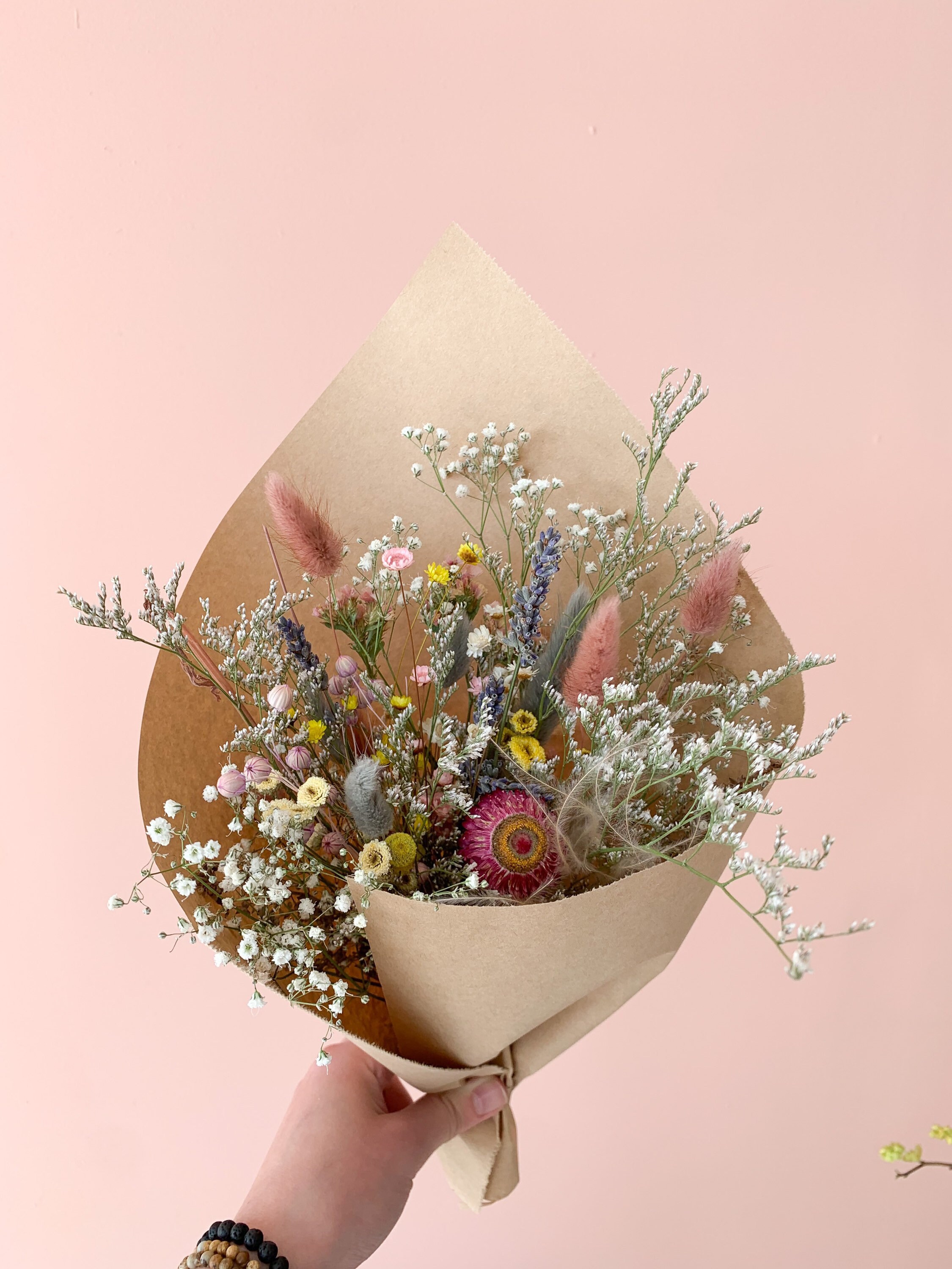 Whimsical Dried Flowers Bouquet Bridesmaids Bouquet Rustic Dry