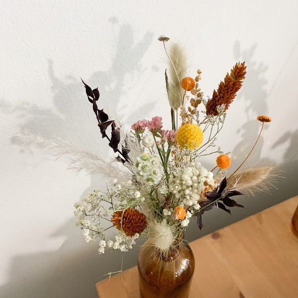 Small dried flowers arrangement, bud vase flowers, sun bleached flowers, home decor, rustic decor, rustic dried flowers, accent flowers deco