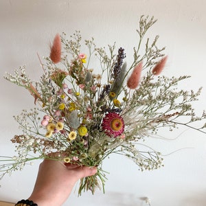 Whimsical dried flowers bouquet, bridesmaids bouquet, rustic dry flowers, gift for her, dry flowers bouquet, lavender dried bouquet image 6