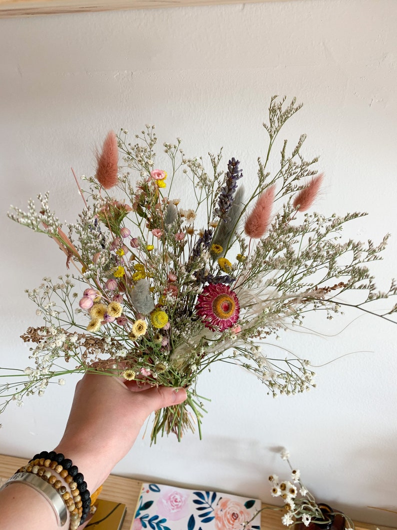 Whimsical dried flowers bouquet, bridesmaids bouquet, rustic dry flowers, gift for her, dry flowers bouquet, lavender dried bouquet image 6