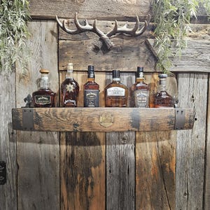 Unique Bourbon Gifts for Him: Handcrafted Barrel Stave Shelf (Free Shipping)
