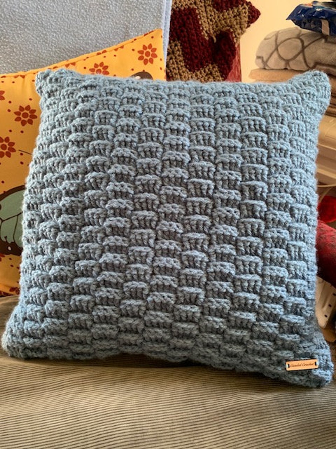 Crochet Throw Pillow FILLING INCLUDED Throw pillow Etsy